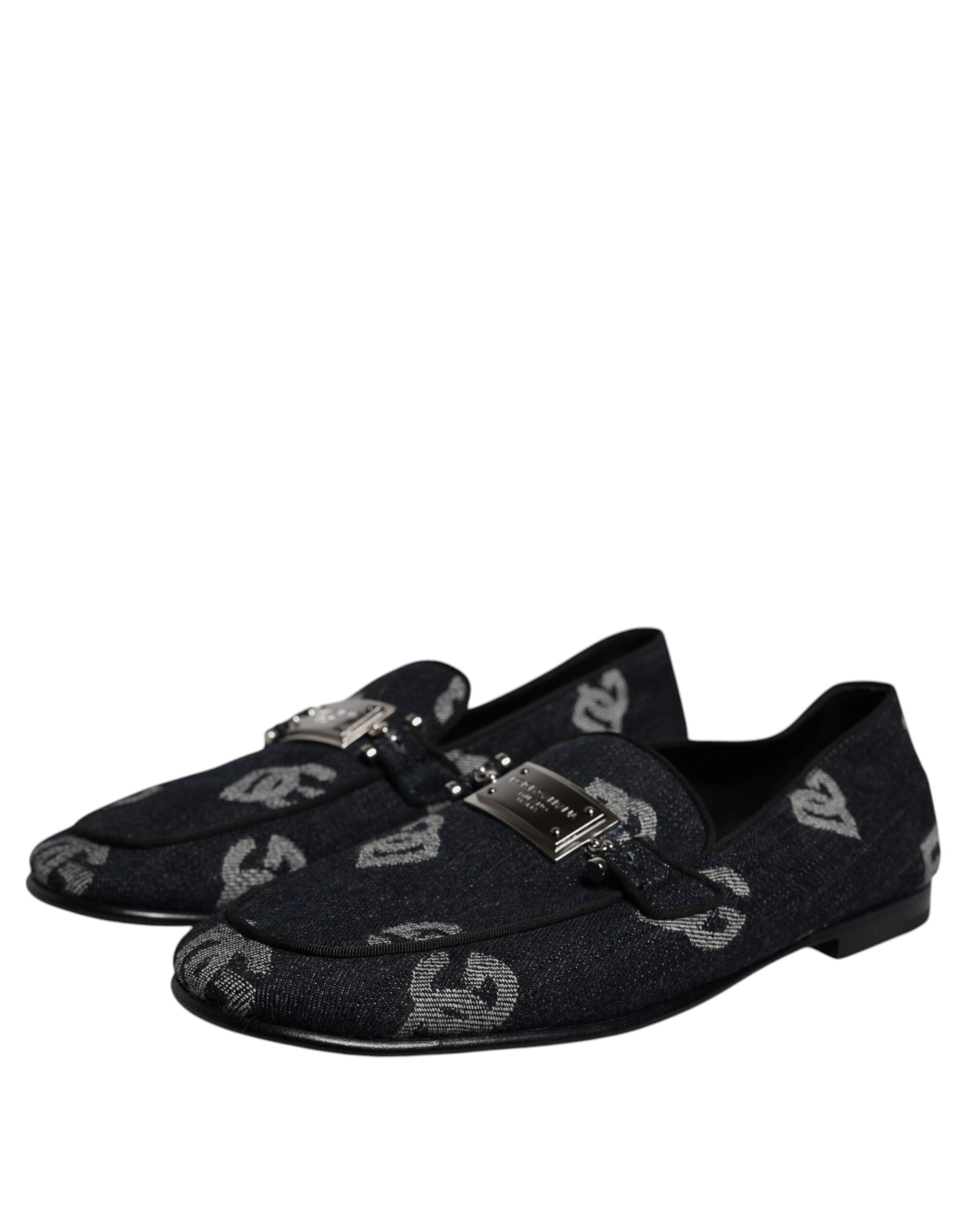 Dolce & Gabbana Μαύρα Loafers Logo Cotton Επίσημα Παπούτσια