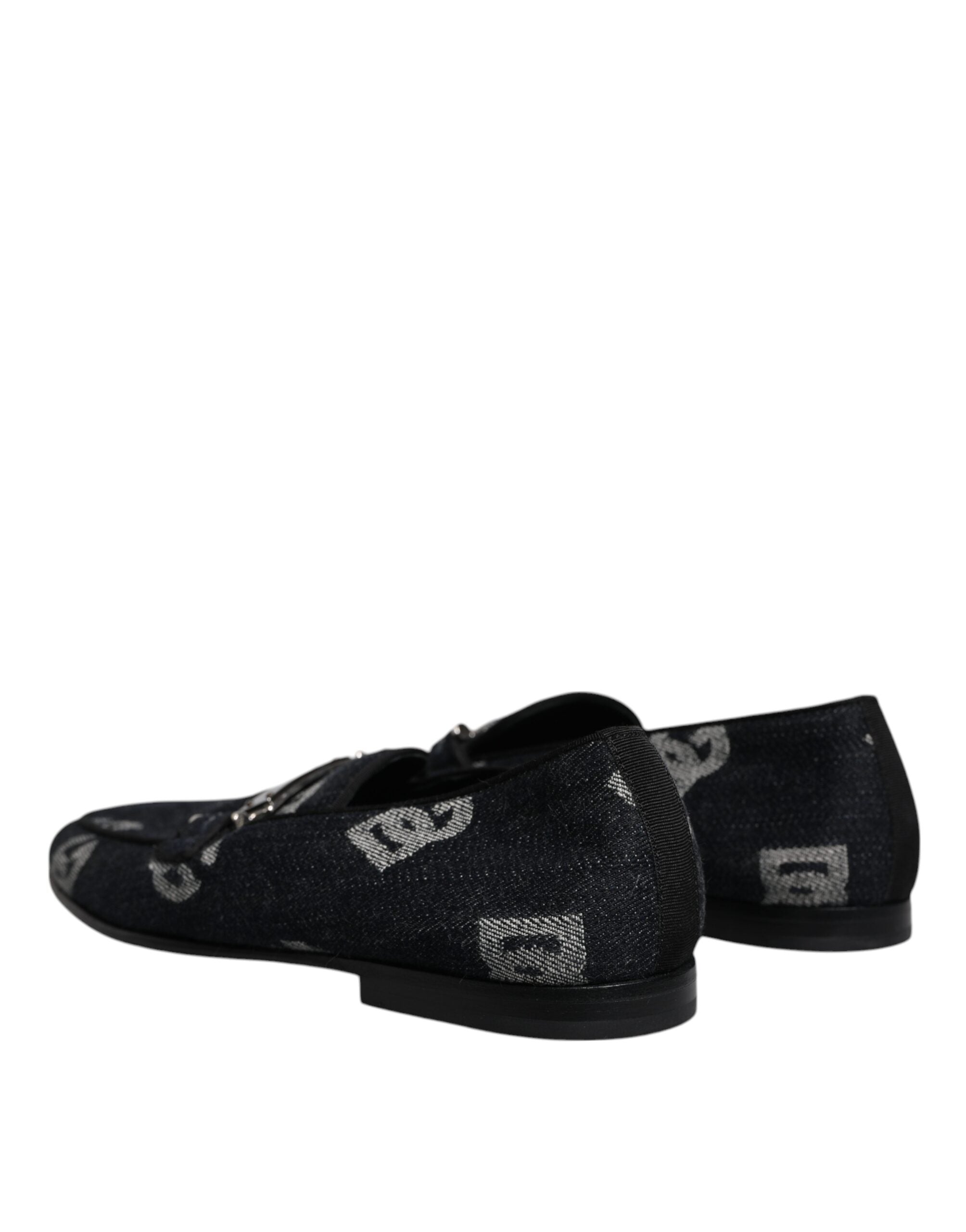 Dolce & Gabbana Μαύρα Loafers Logo Cotton Επίσημα Παπούτσια