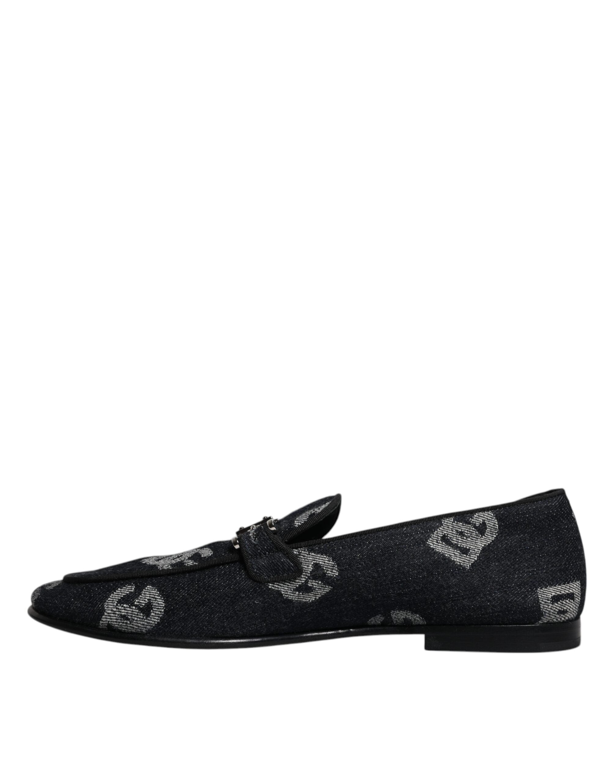 Dolce & Gabbana Μαύρα Loafers Logo Cotton Επίσημα Παπούτσια