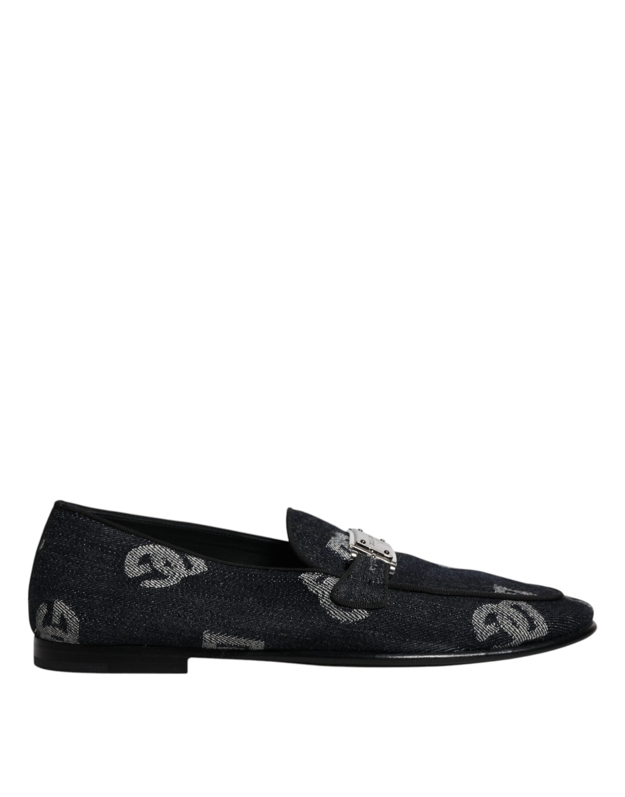 Dolce & Gabbana Μαύρα Loafers Logo Cotton Επίσημα Παπούτσια