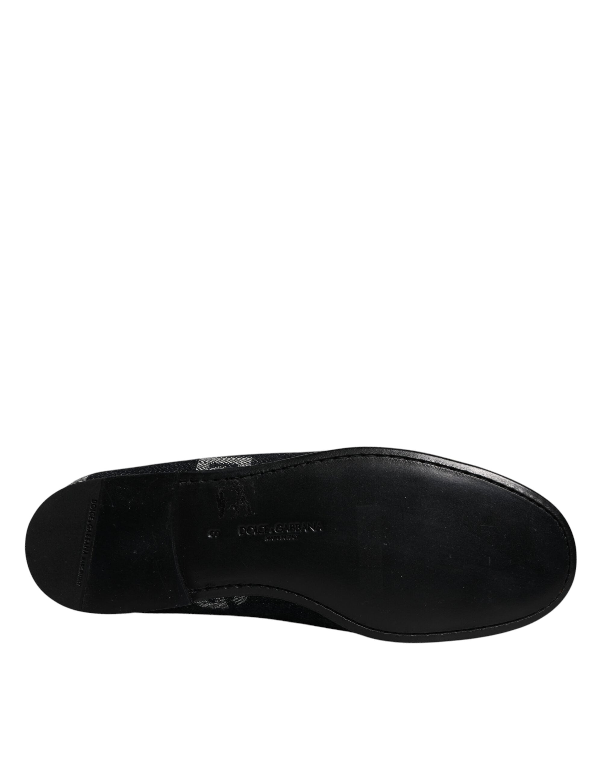 Dolce & Gabbana Μαύρα Loafers Logo Cotton Επίσημα Παπούτσια