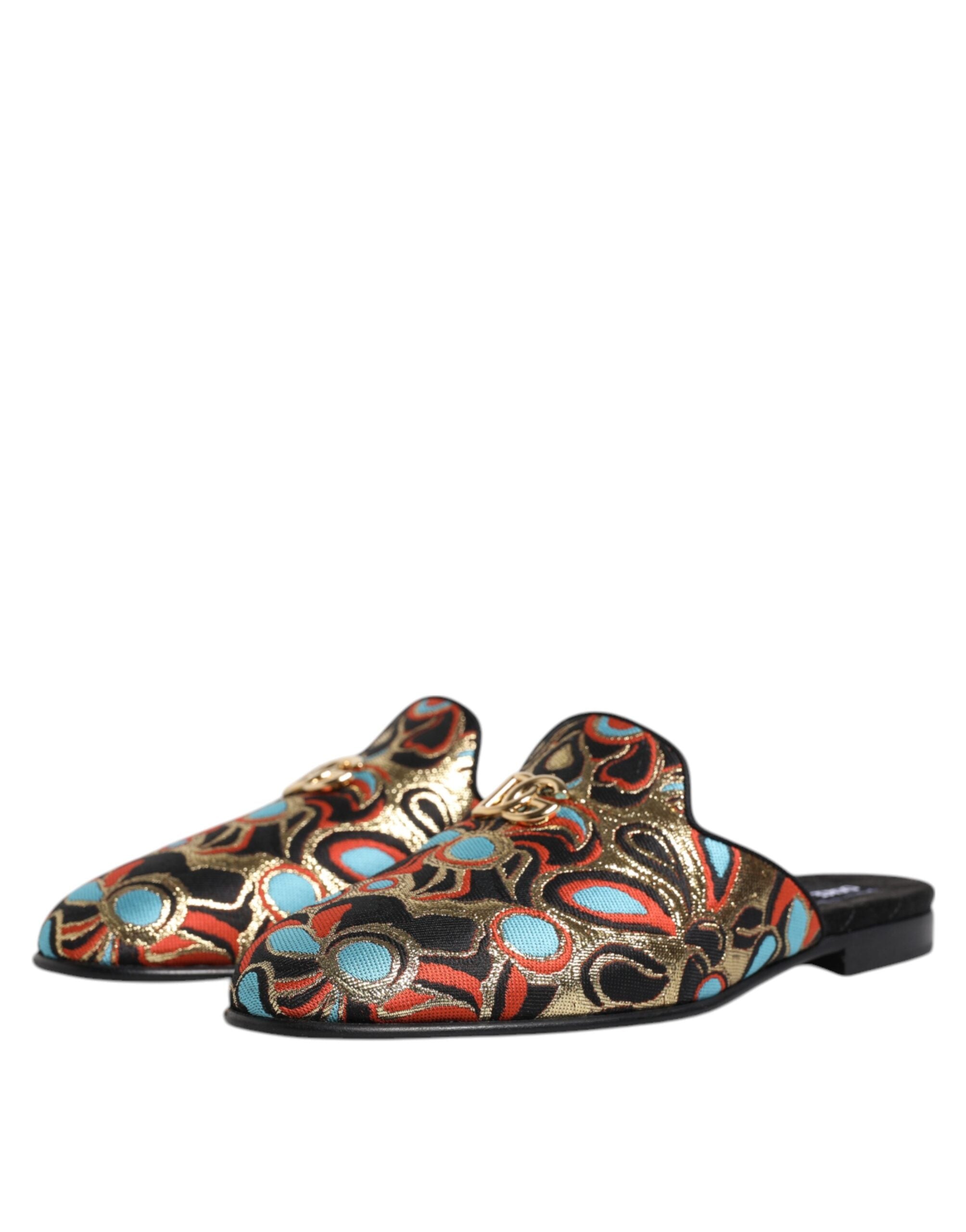 Dolce & Gabbana Πολύχρωμα Jacquard Λογότυπα Σανδάλια Flat Παπούτσια