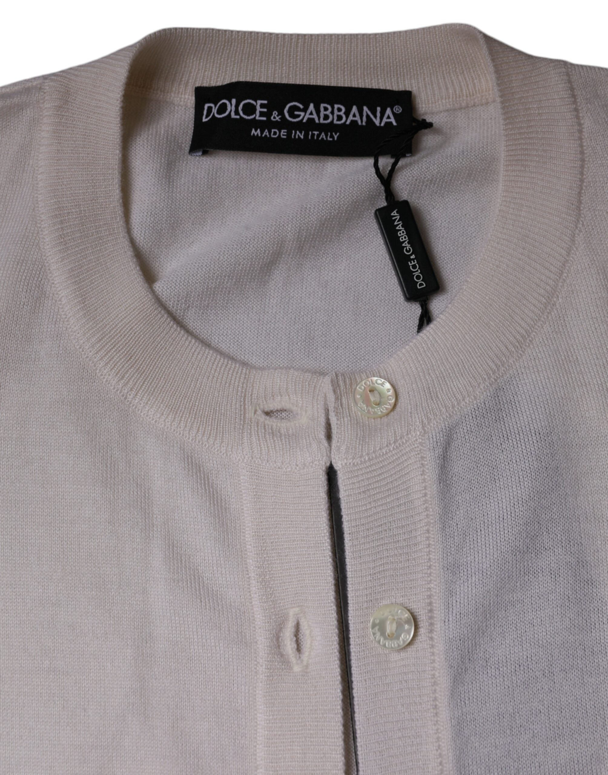 Dolce & Gabbana Λευκή Κασμιρένια Ζακέτα Κουμπί