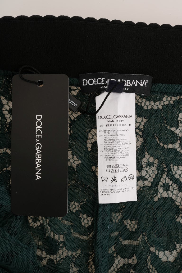 Dolce &amp; Gabbana Ψηλόμεσο φλοράλ δαντέλα λεπτό παντελόνι