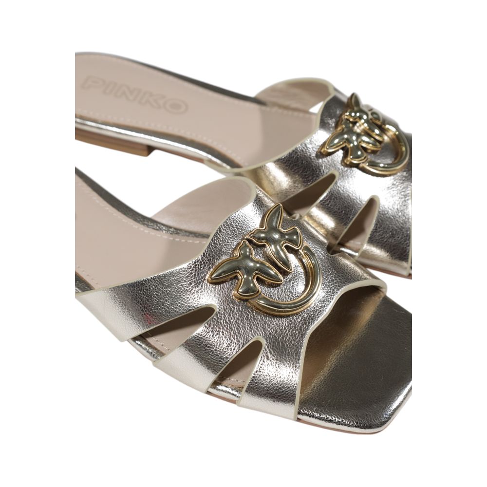 PINKO Gold Leather Sandal