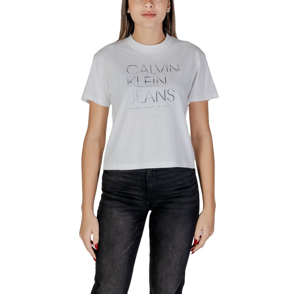 Calvin Klein Jeans Λευκά Βαμβακερά Τοπ & T-Shirt