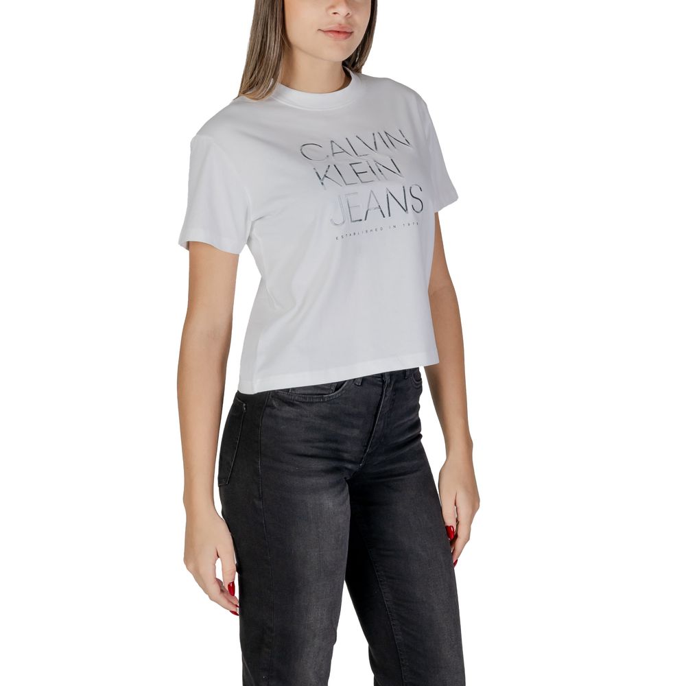 Calvin Klein Jeans Λευκά Βαμβακερά Τοπ & T-Shirt