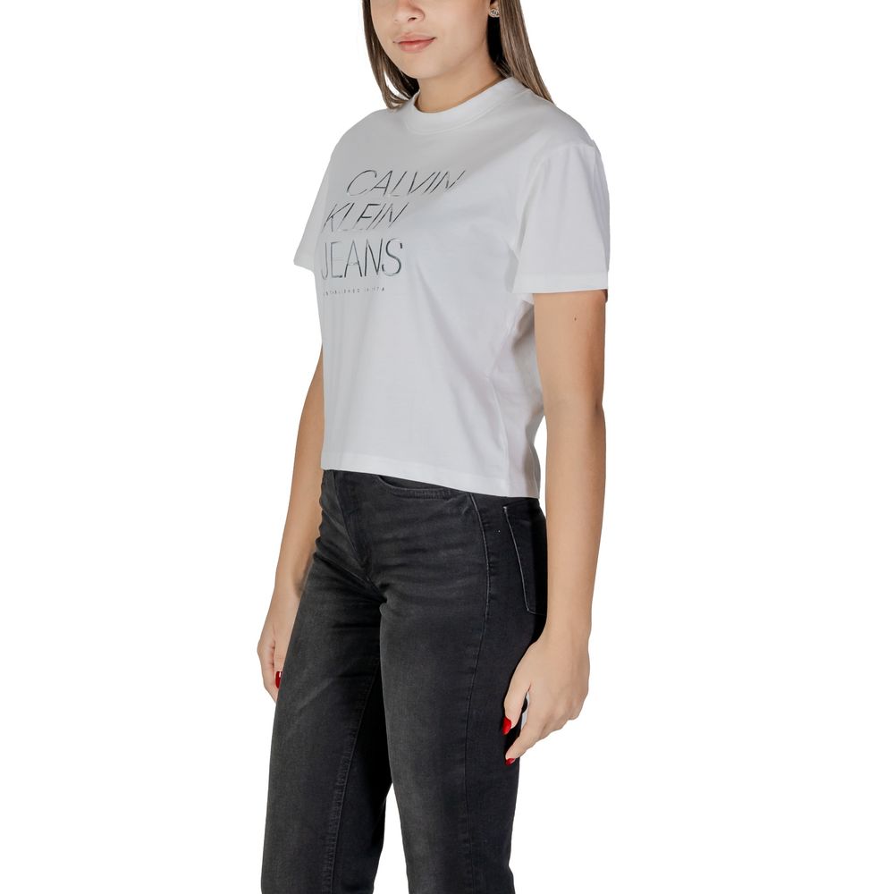 Calvin Klein Jeans Λευκά Βαμβακερά Τοπ & T-Shirt