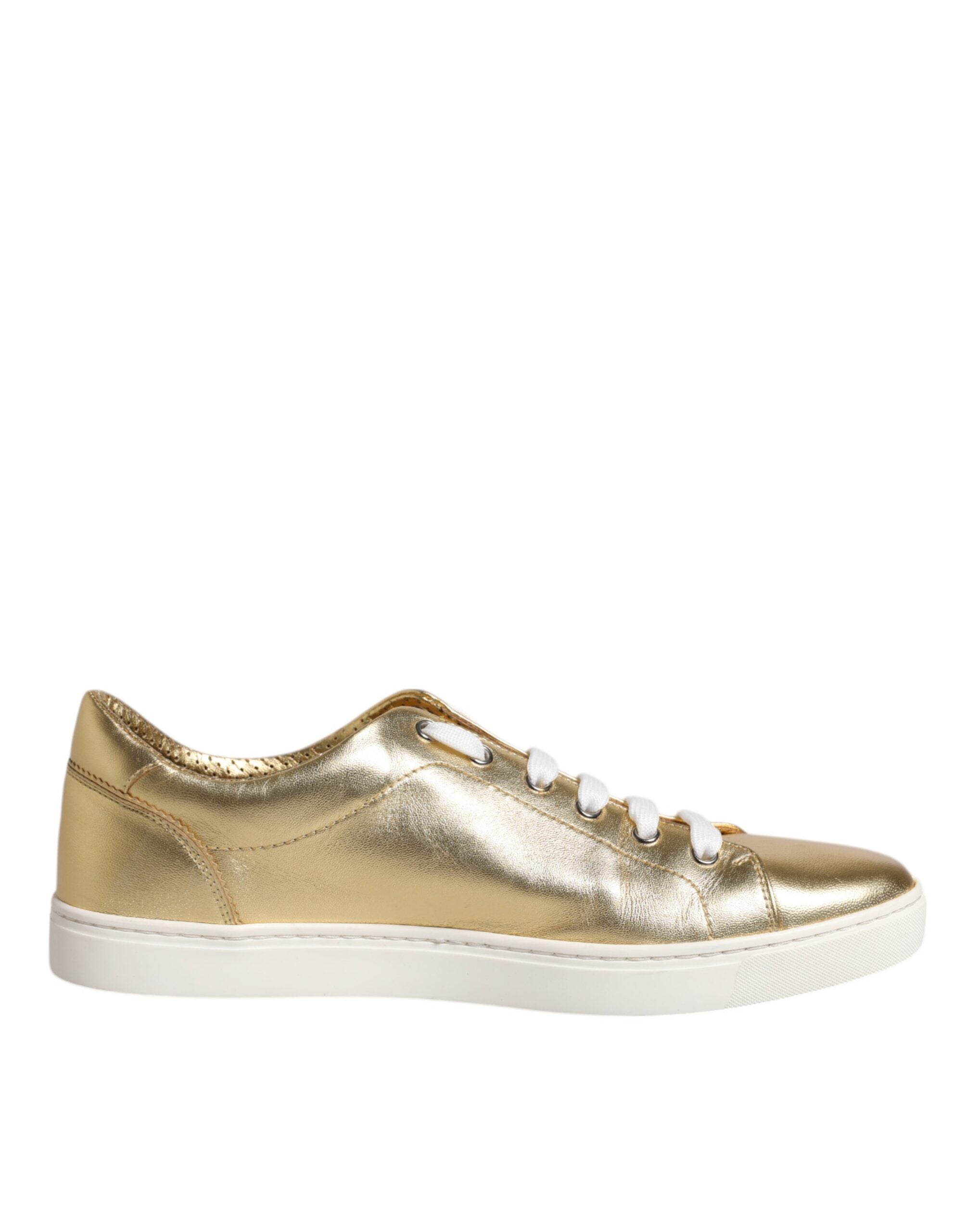 Dolce & Gabbana Gold Leather Logo London Men Sneakers Shoes