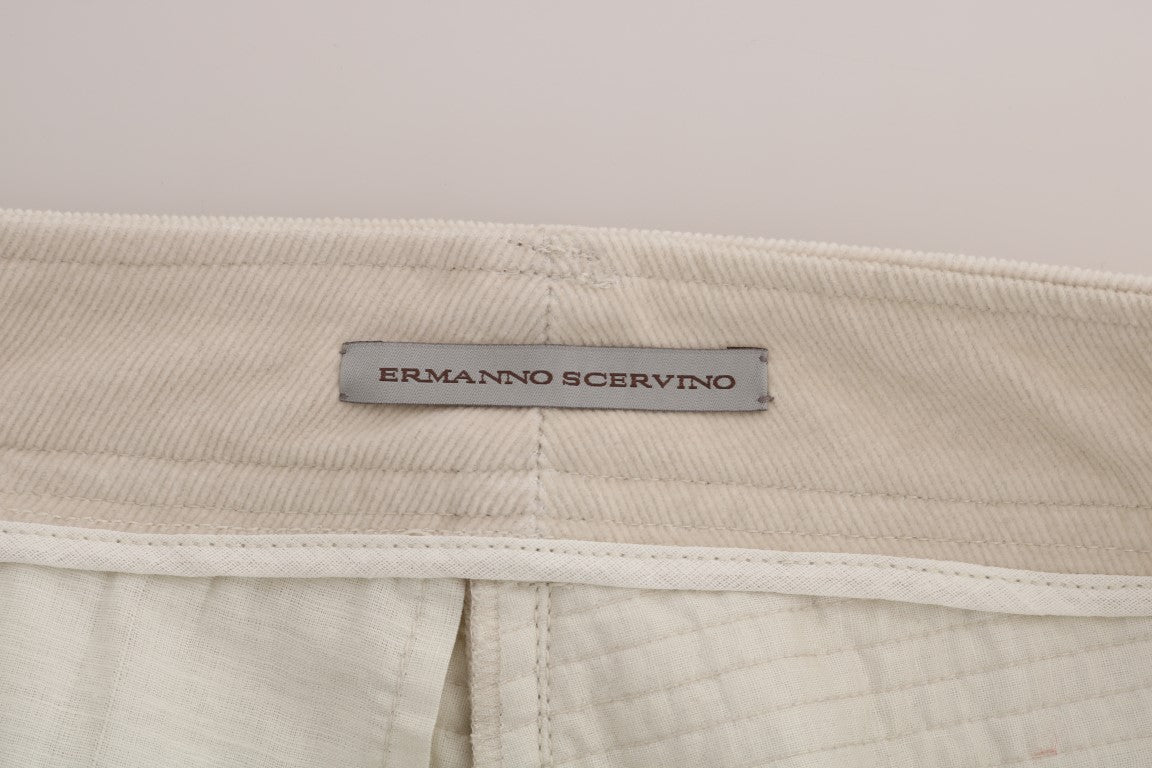 Παντελόνι Ermanno Scervino Chic Beige Corduroy Skinny Slim Fit Παντελόνι