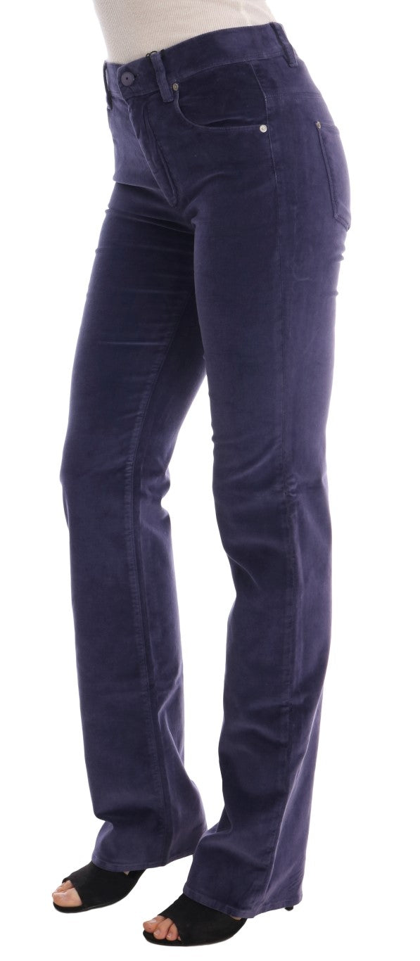 Ermanno Scervino Chic Purple Corduroy Bootcut Flare Παντελόνι