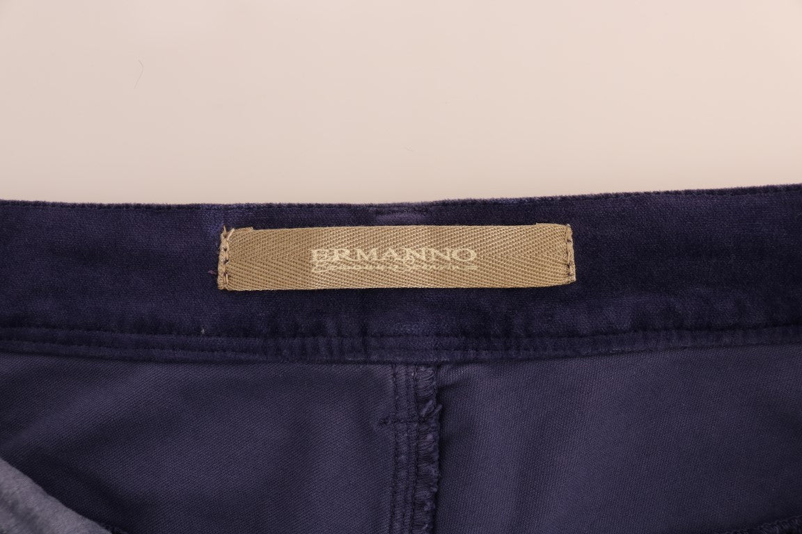 Ermanno Scervino Chic Purple Corduroy Bootcut Flare Παντελόνι