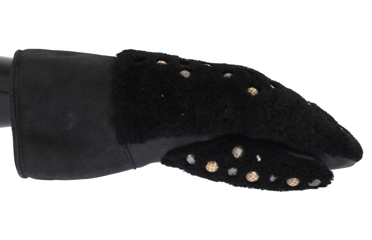 Dolce &amp; Gabbana Studded Black Leather Gentleman's Gloves