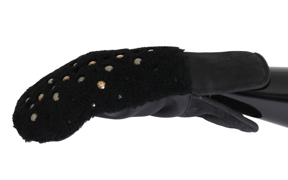 Dolce &amp; Gabbana Studded Black Leather Gentleman's Gloves