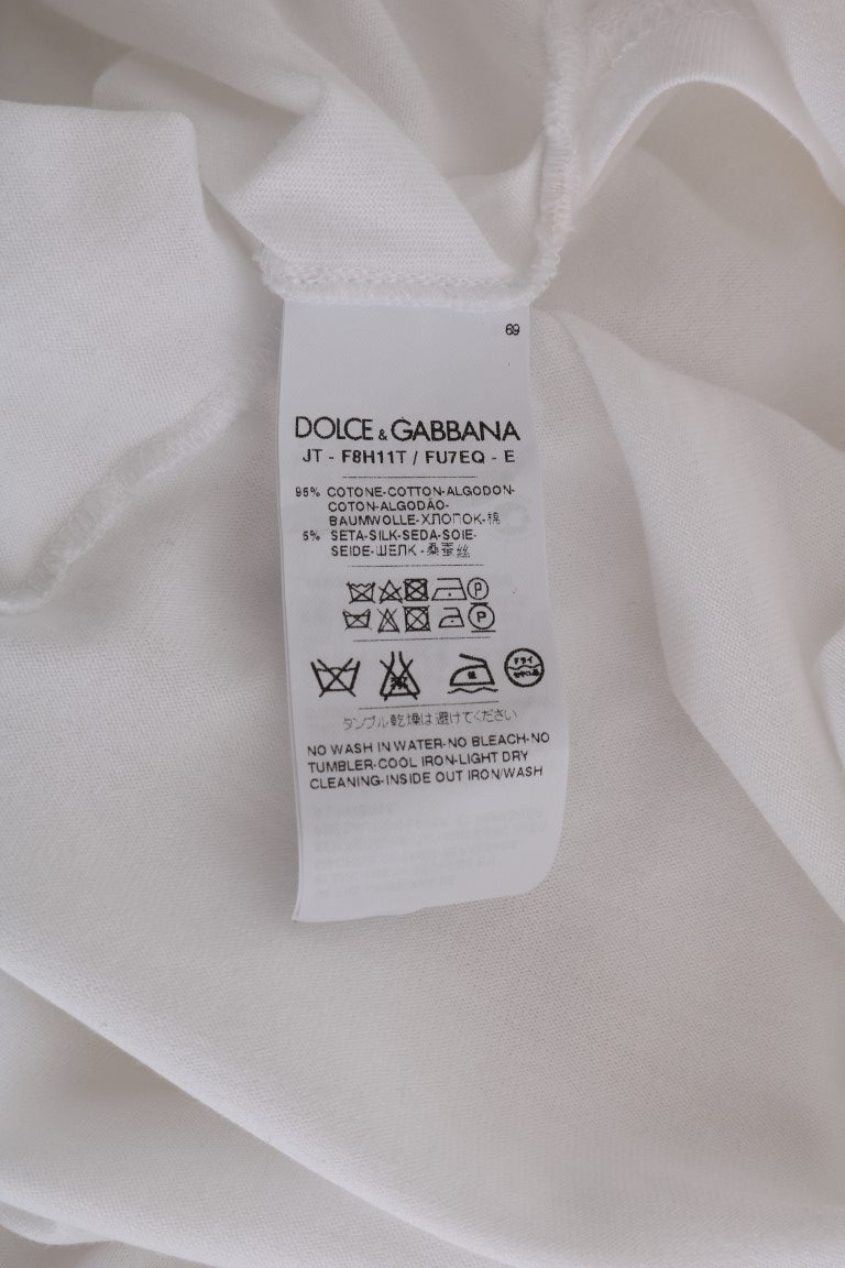 Dolce &amp; Gabbana Κομψή μπλούζα σε λευκό περιτύλιγμα με κρυστάλλινες πινελιές