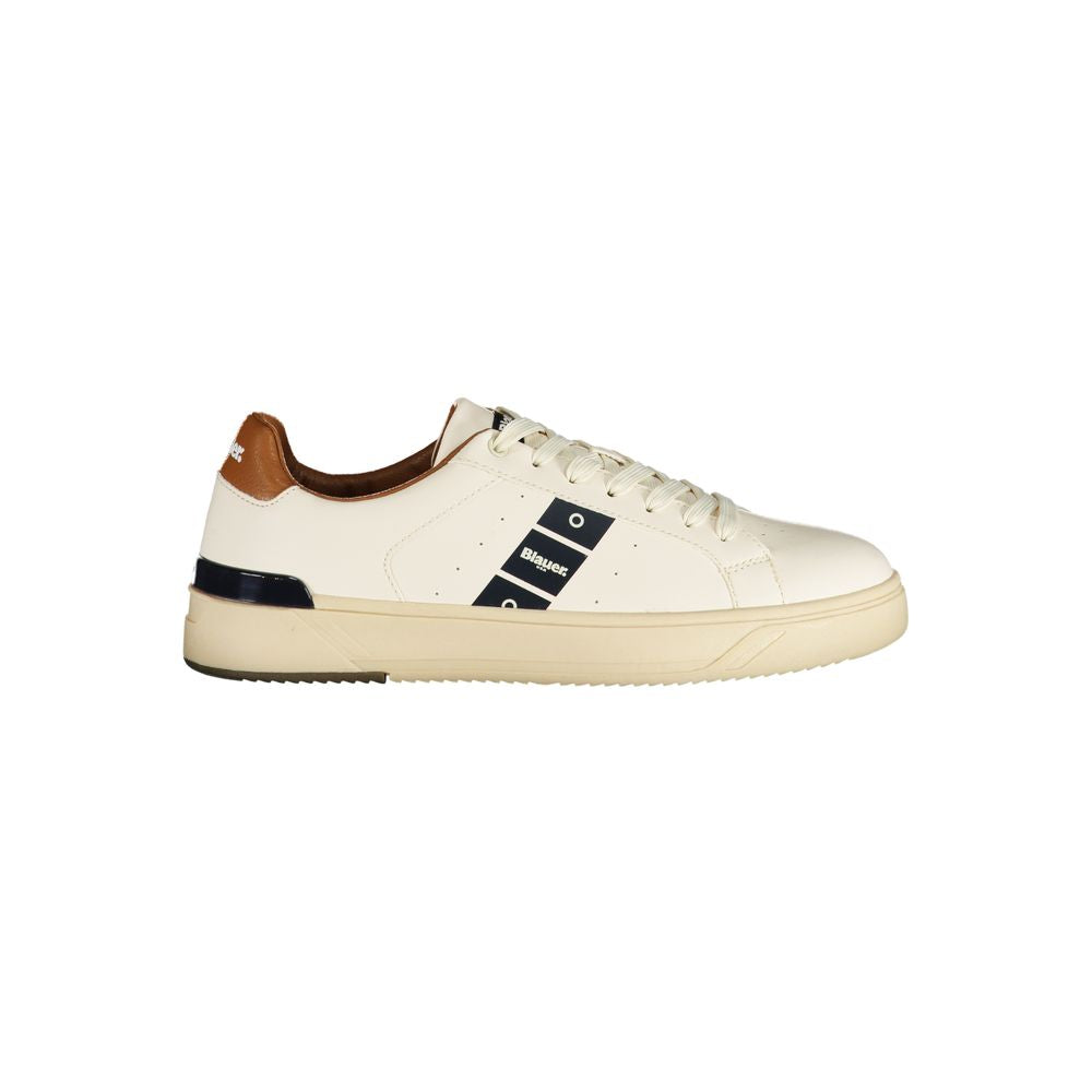 Blauer White Leather Men Sneaker