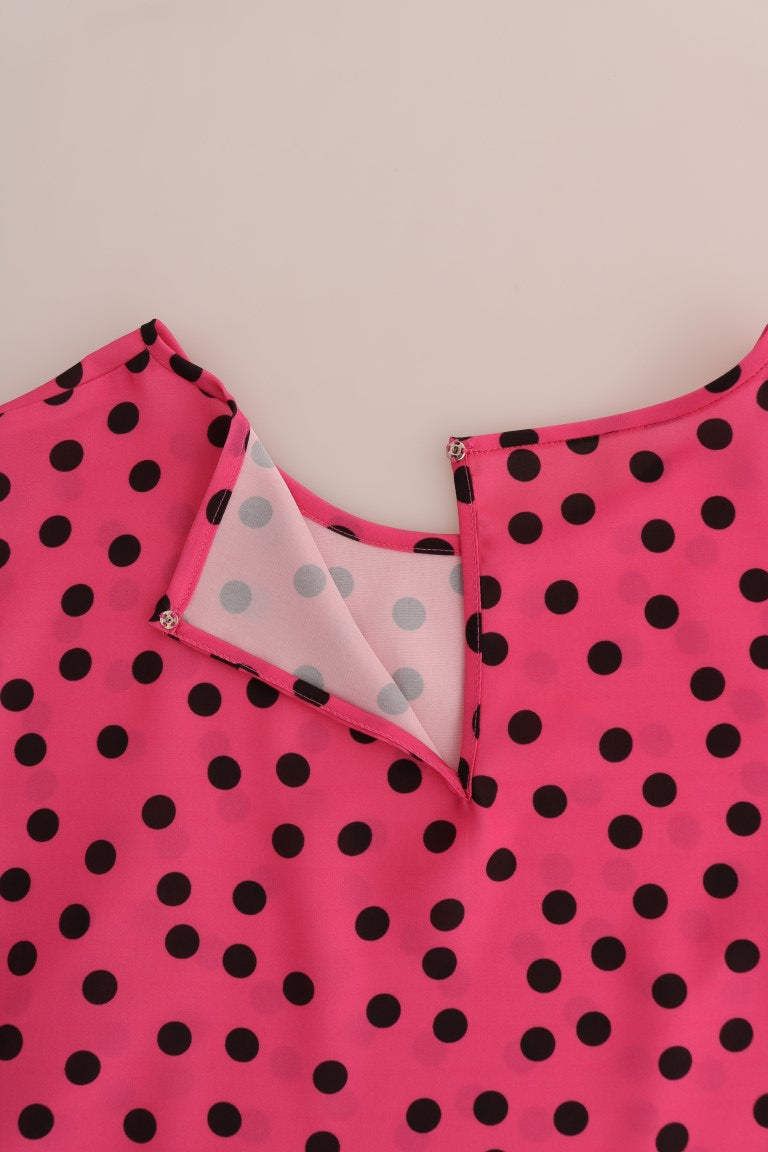 Μπλούζα Dolce &amp; Gabbana Chic Pink Polka Dotted Silk Μπλούζα