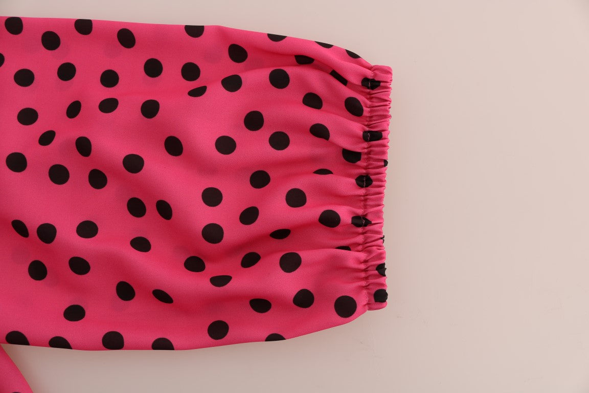 Μπλούζα Dolce &amp; Gabbana Chic Pink Polka Dotted Silk Μπλούζα