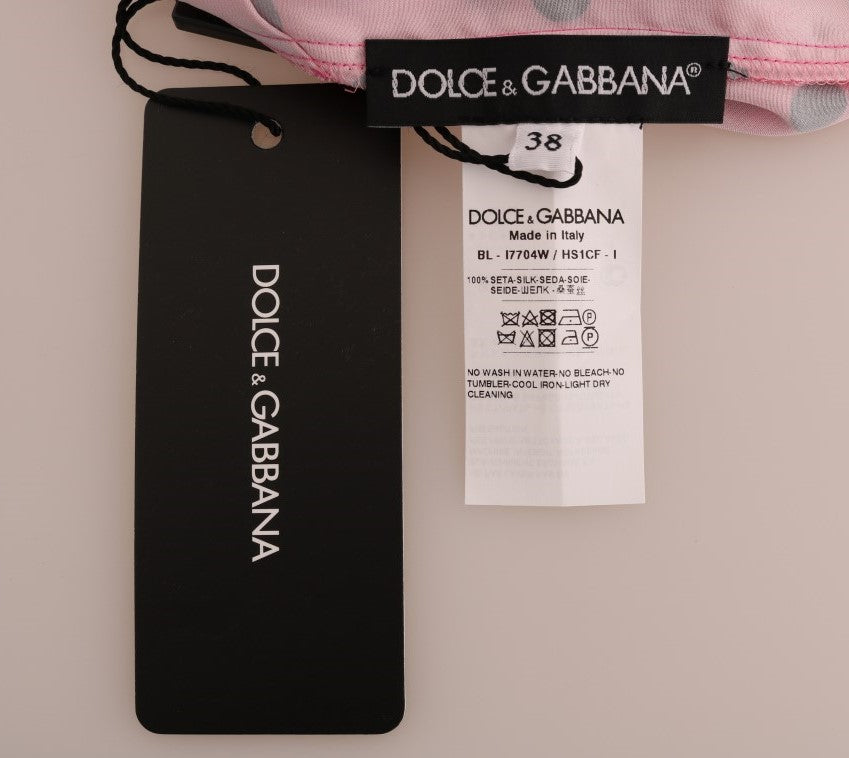 Μπλούζα Dolce &amp; Gabbana Chic Pink Polka Dotted Silk Μπλούζα