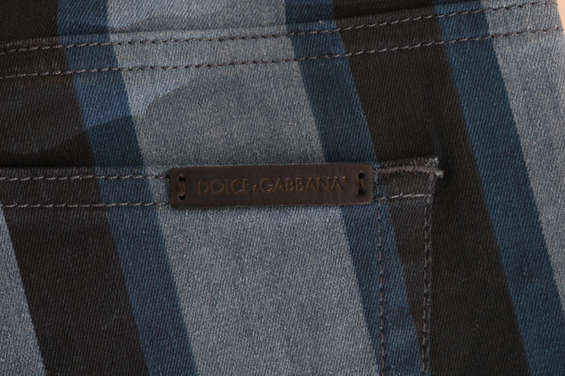 Dolce &amp; Gabbana Chic Blue ριγέ Slim Fit Girly Jeans