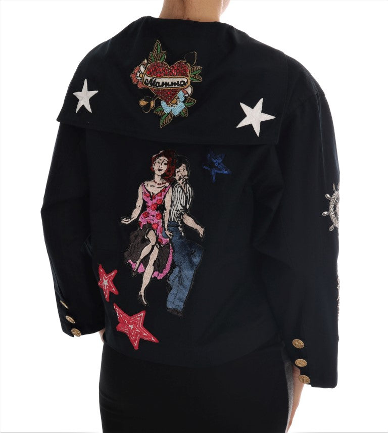 Dolce & Gabbana Enchanted Blue Crystal Embroidered Coat