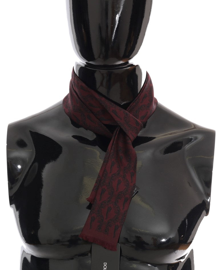 Ανδρικό κασκόλ Dolce &amp; Gabbana Silk Bordeaux Crown Chili Print