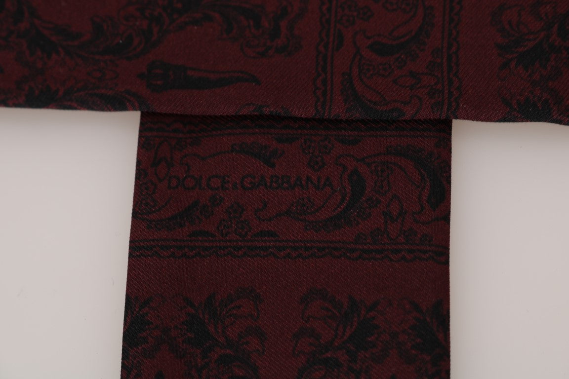 Ανδρικό κασκόλ Dolce &amp; Gabbana Silk Bordeaux Crown Chili Print