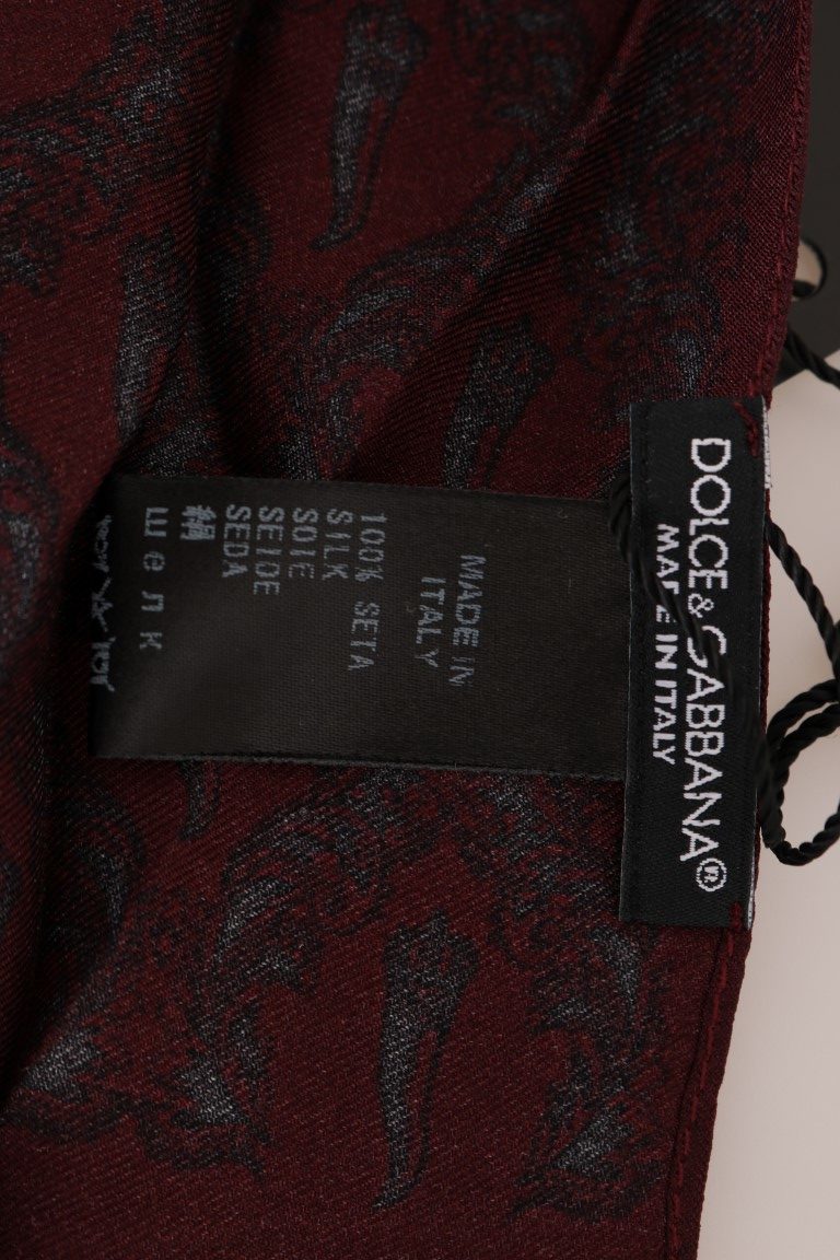 Ανδρικό κασκόλ Dolce &amp; Gabbana Silk Bordeaux Crown Chili Print