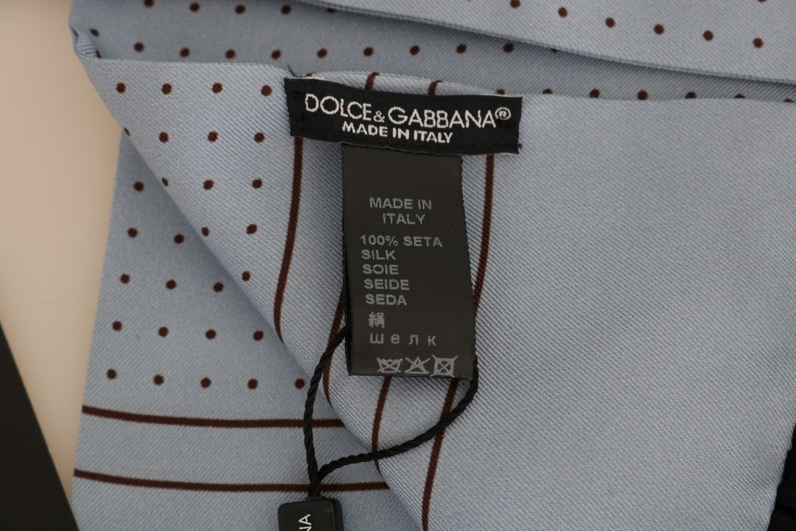 Κομψό ανδρικό κασκόλ Dolce &amp; Gabbana, μπλε μεταξωτό πουά