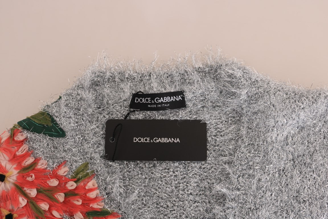 Dolce &amp; Gabbana Κομψή ασημένια φλοράλ απλικέ ζακέτα