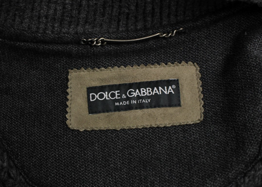 Κομψό μπουφάν Dolce &amp; Gabbana από δέρμα και μαλλί