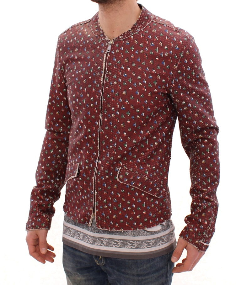 Dolce &amp; Gabbana Exclusive Boxer Print Bordeaux Leather Jacket