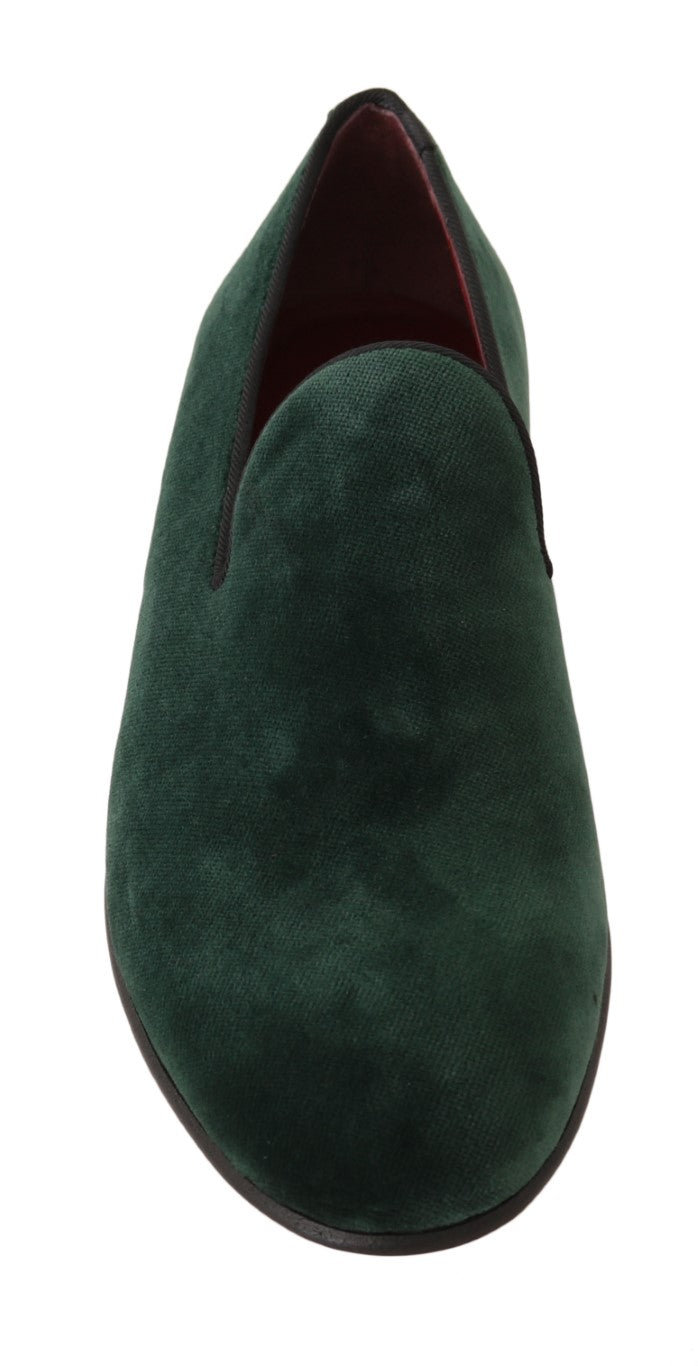 Dolce &amp; Gabbana Elegant Green Suede Slip-On Loafers