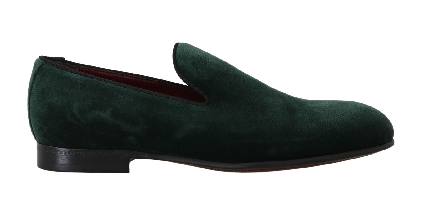 Dolce &amp; Gabbana Elegant Green Suede Slip-On Loafers