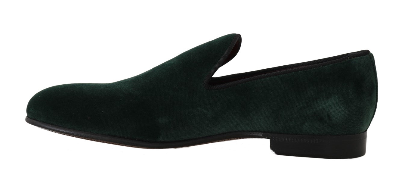 Dolce &amp; Gabbana Elegant Green Suede Slip-On Loafers