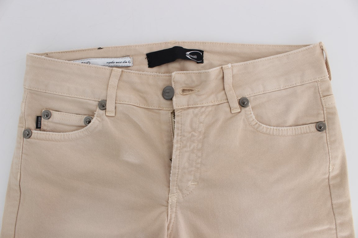 Τζιν Cavalli Beige Cotton Stretch Slim Fit