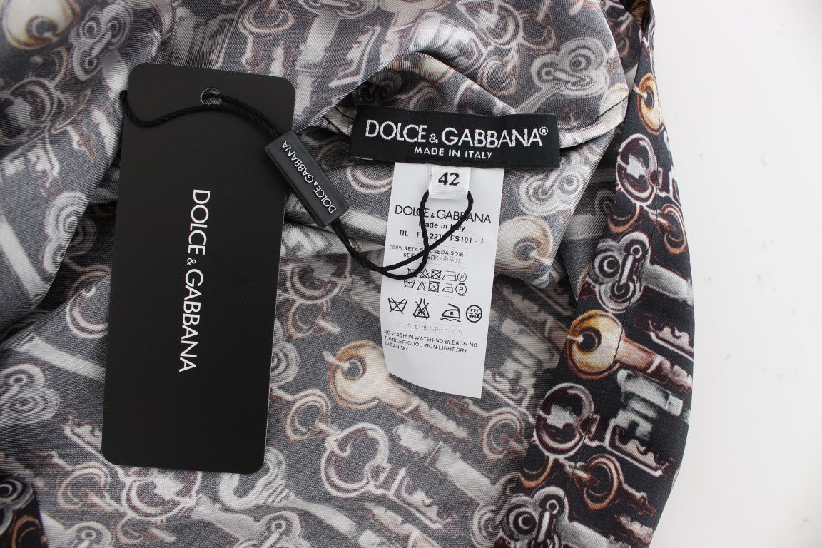 Dolce &amp; Gabbana Enchanted Sicily Silk Μπλούζα με τύπωμα κλειδιού