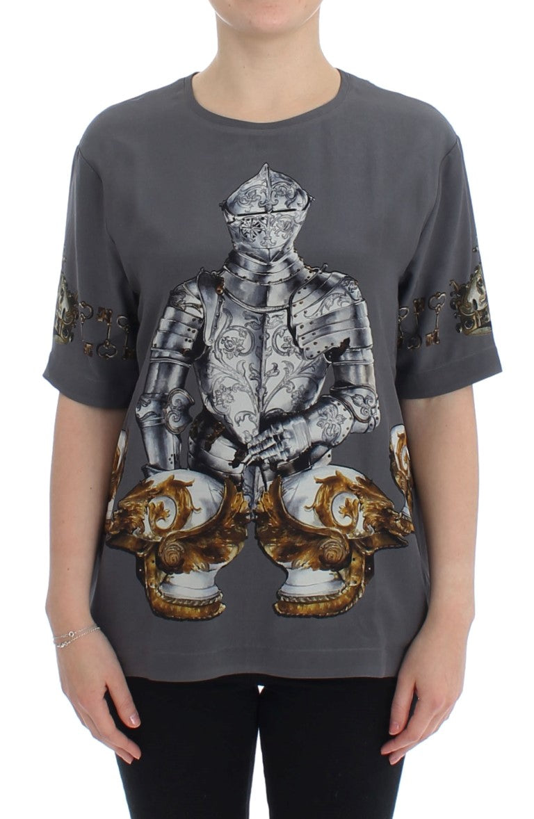 Dolce &amp; Gabbana Enchanted Sicily Silk Μπλούζα με στάμπα Knight