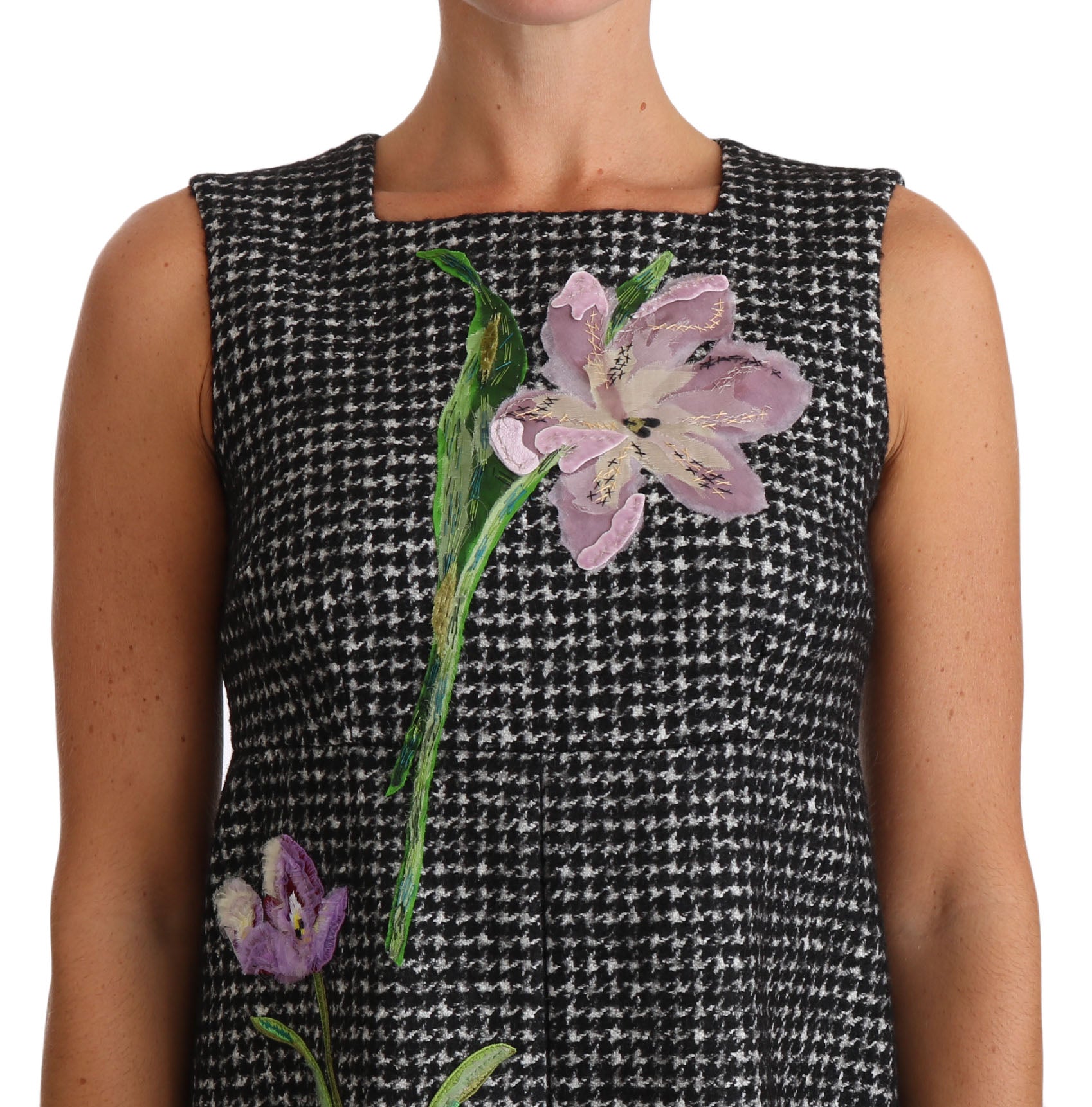 Φόρεμα Dolce &amp; Gabbana Houndstooth Floral Appliqué Shift