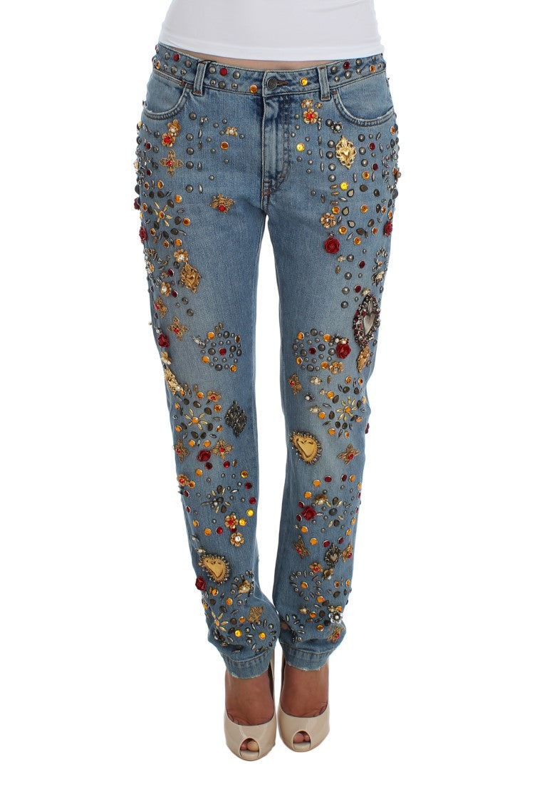 Οι Dolce &amp; Gabbana Enchanted Sicily Crystal Heart Boyfriend Jeans