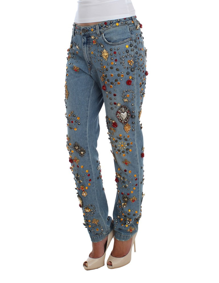 Οι Dolce &amp; Gabbana Enchanted Sicily Crystal Heart Boyfriend Jeans