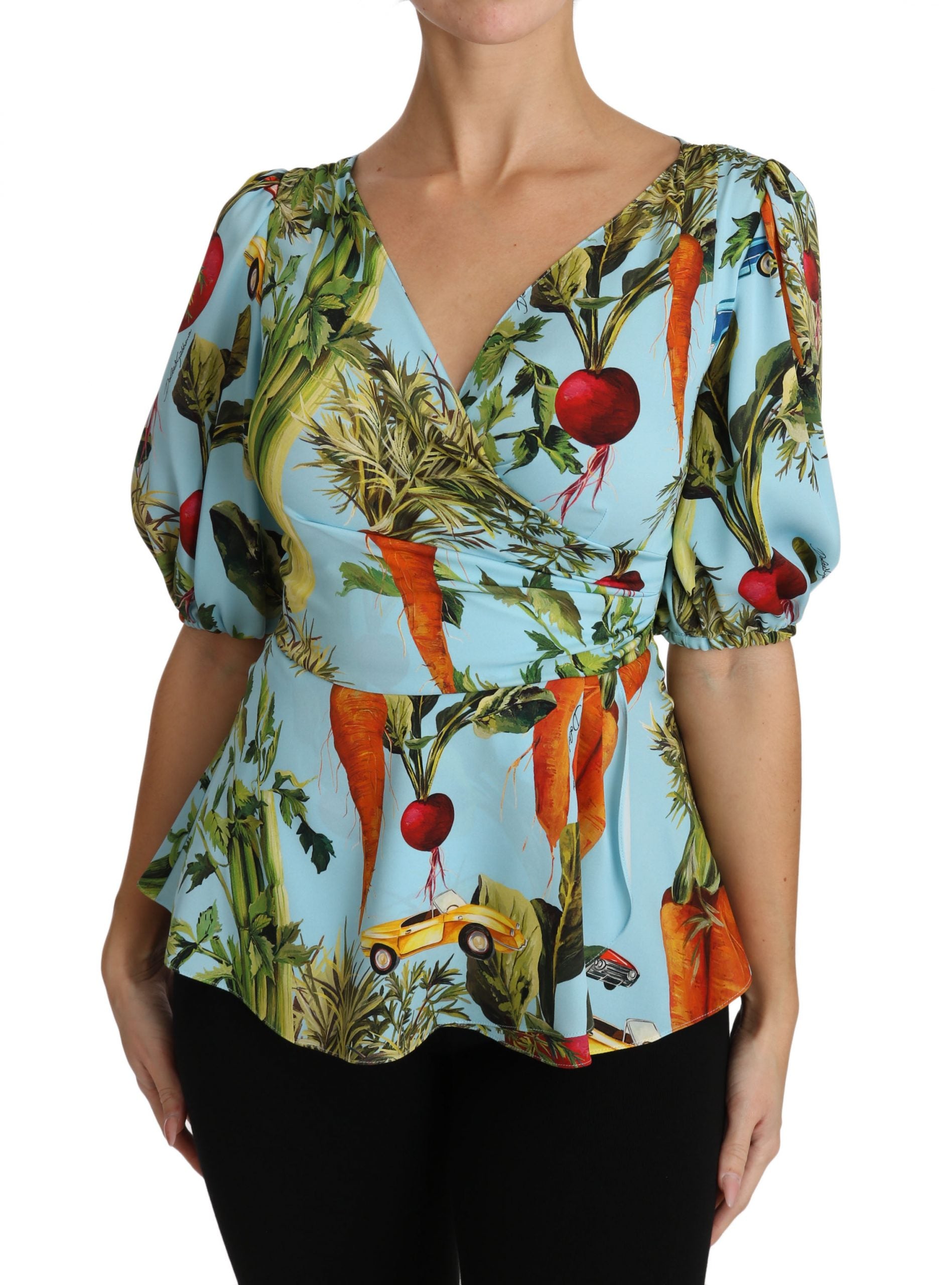 Dolce &amp; Gabbana Vegetable Print Silk Top Extravaganza