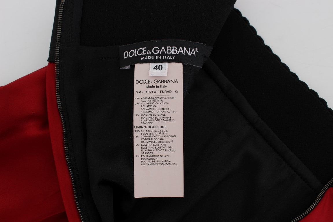 Κομψή κόκκινη δαντέλα ψηλόμεση φούστα Dolce &amp; Gabbana