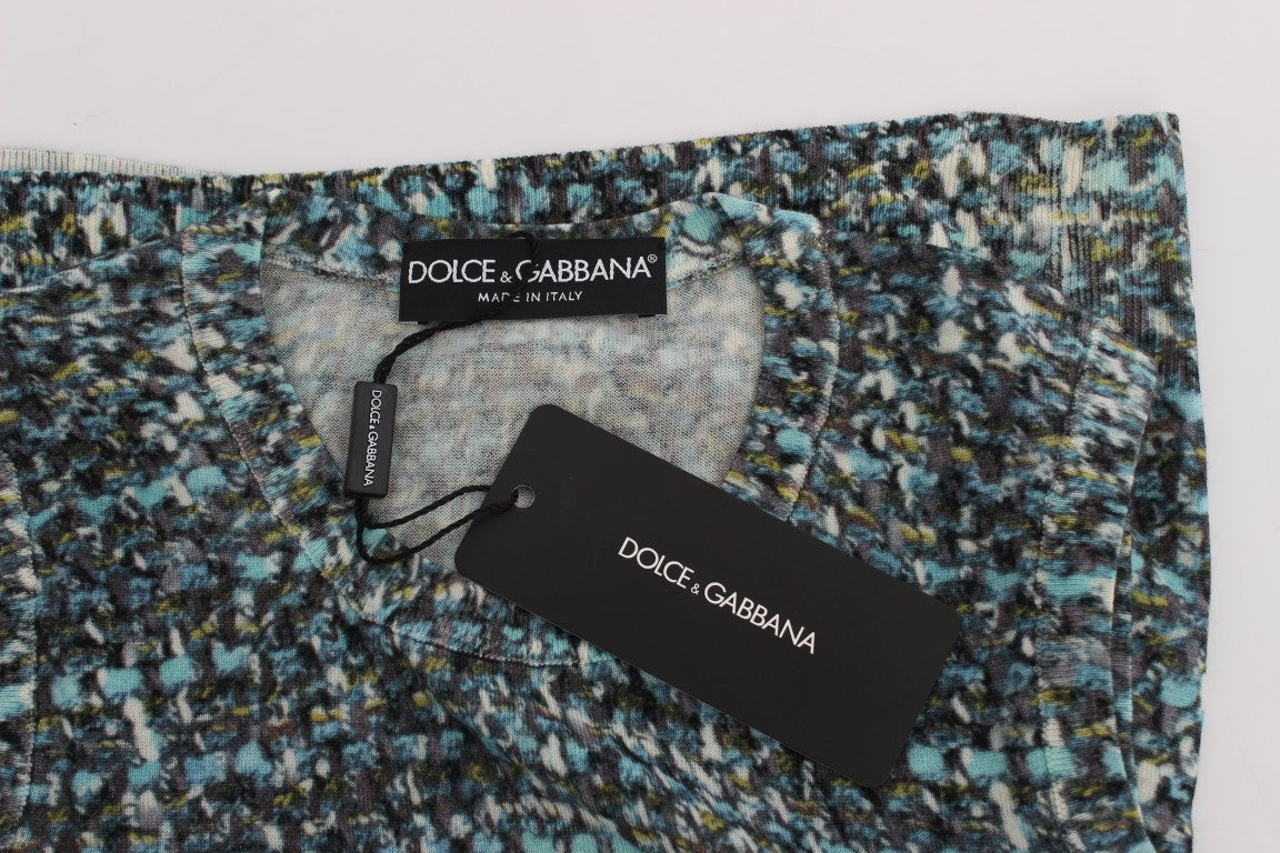 Dolce &amp; Gabbana Κομψό Μπλε μάλλινο γιλέκο πουλόβερ