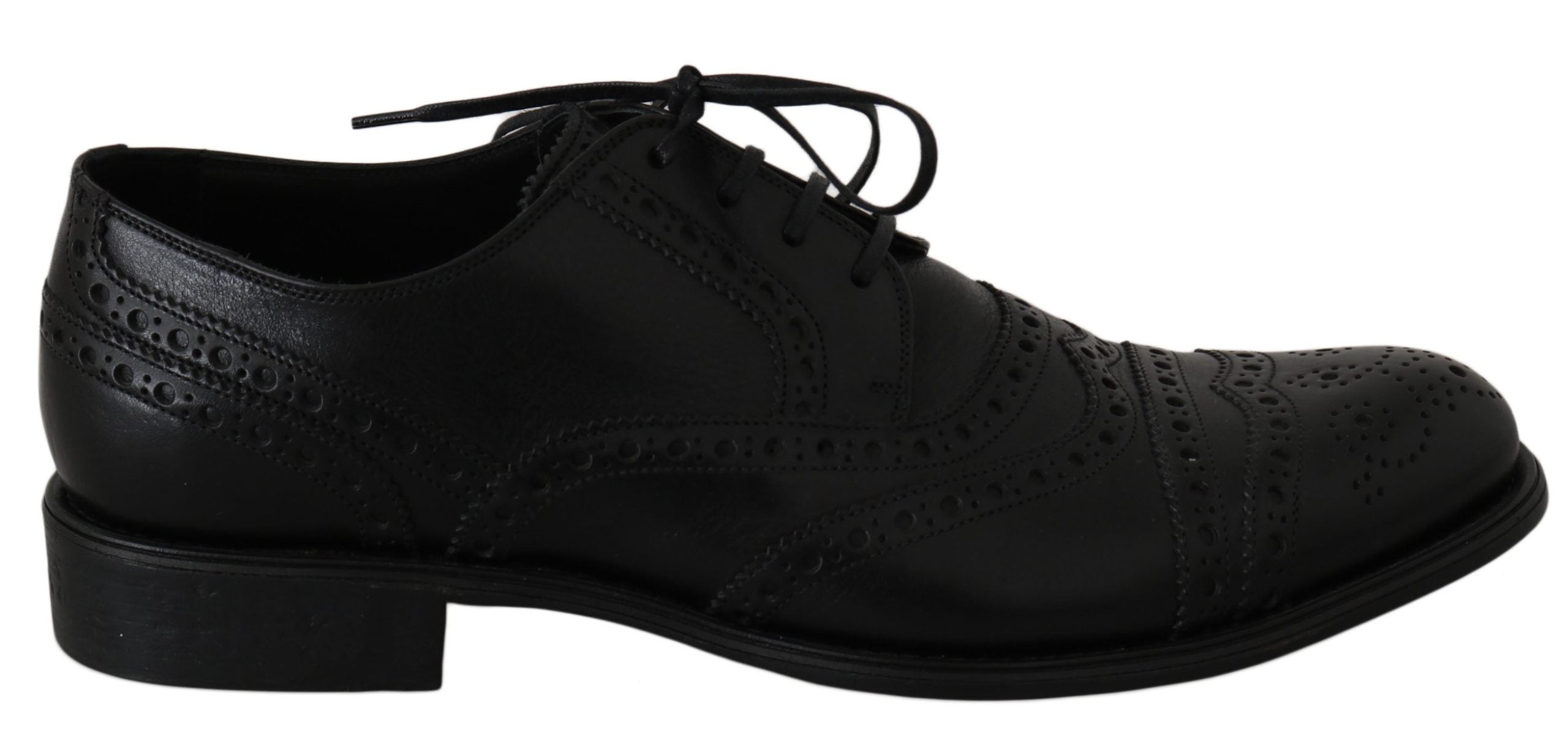 Κομψά παπούτσια φόρεμα Dolce &amp; Gabbana από μαύρο δέρμα Derby Wingtip