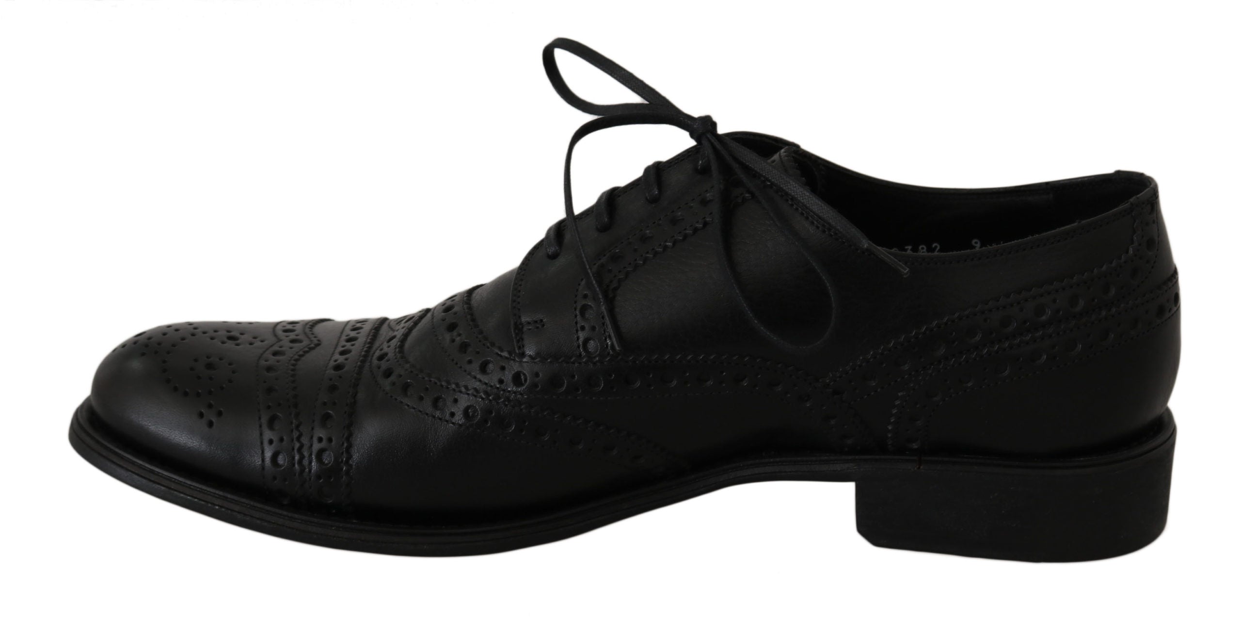 Κομψά παπούτσια φόρεμα Dolce &amp; Gabbana από μαύρο δέρμα Derby Wingtip