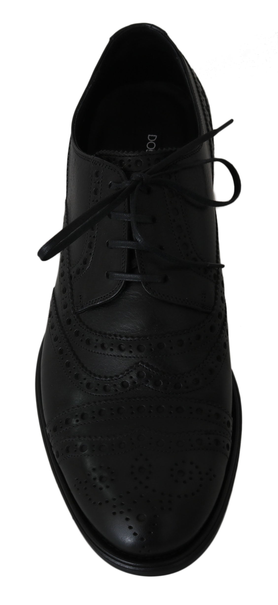 Κομψά παπούτσια φόρεμα Dolce &amp; Gabbana από μαύρο δέρμα Derby Wingtip