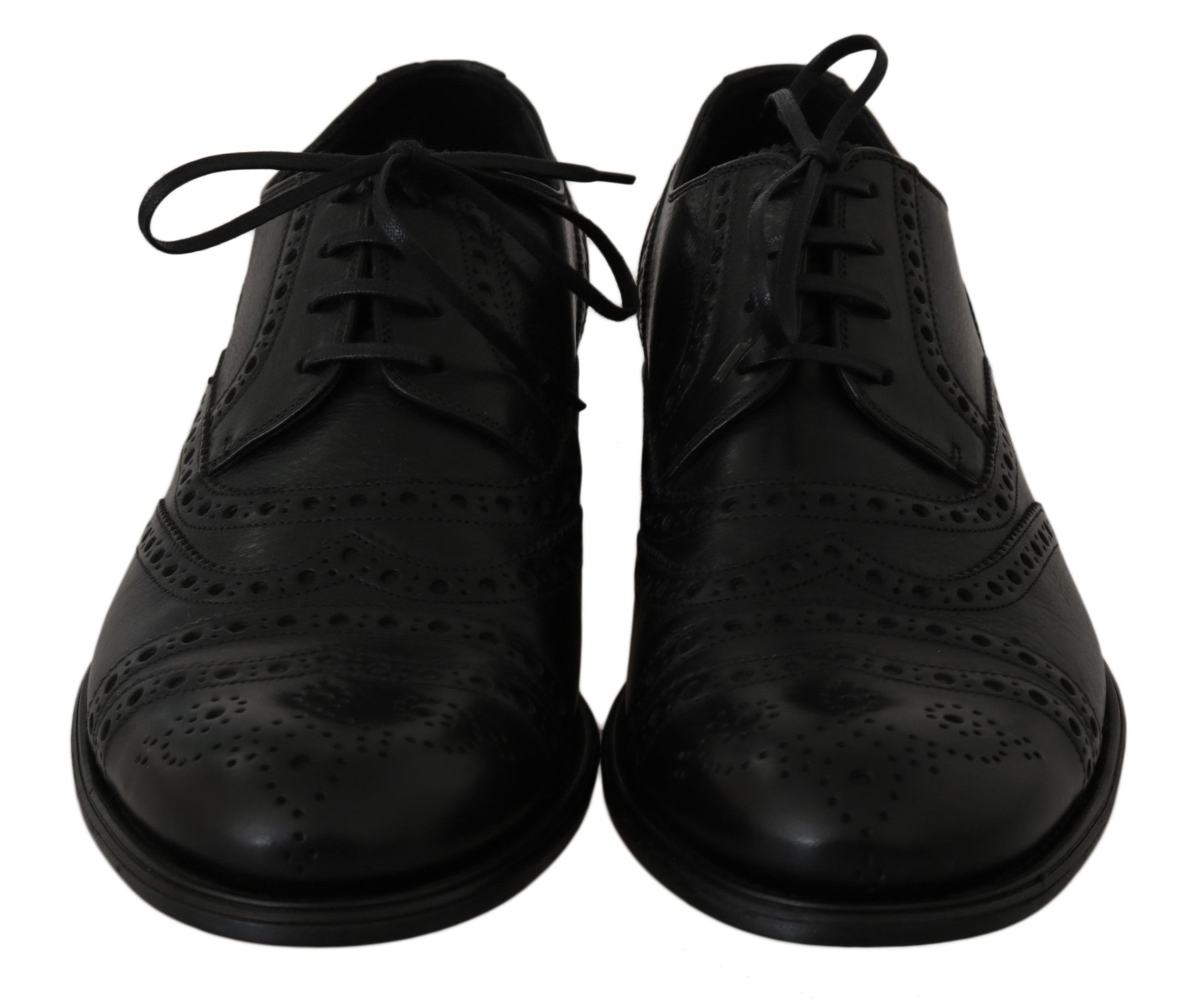 Κομψά παπούτσια φόρεμα Dolce &amp; Gabbana από μαύρο δέρμα Derby Wingtip