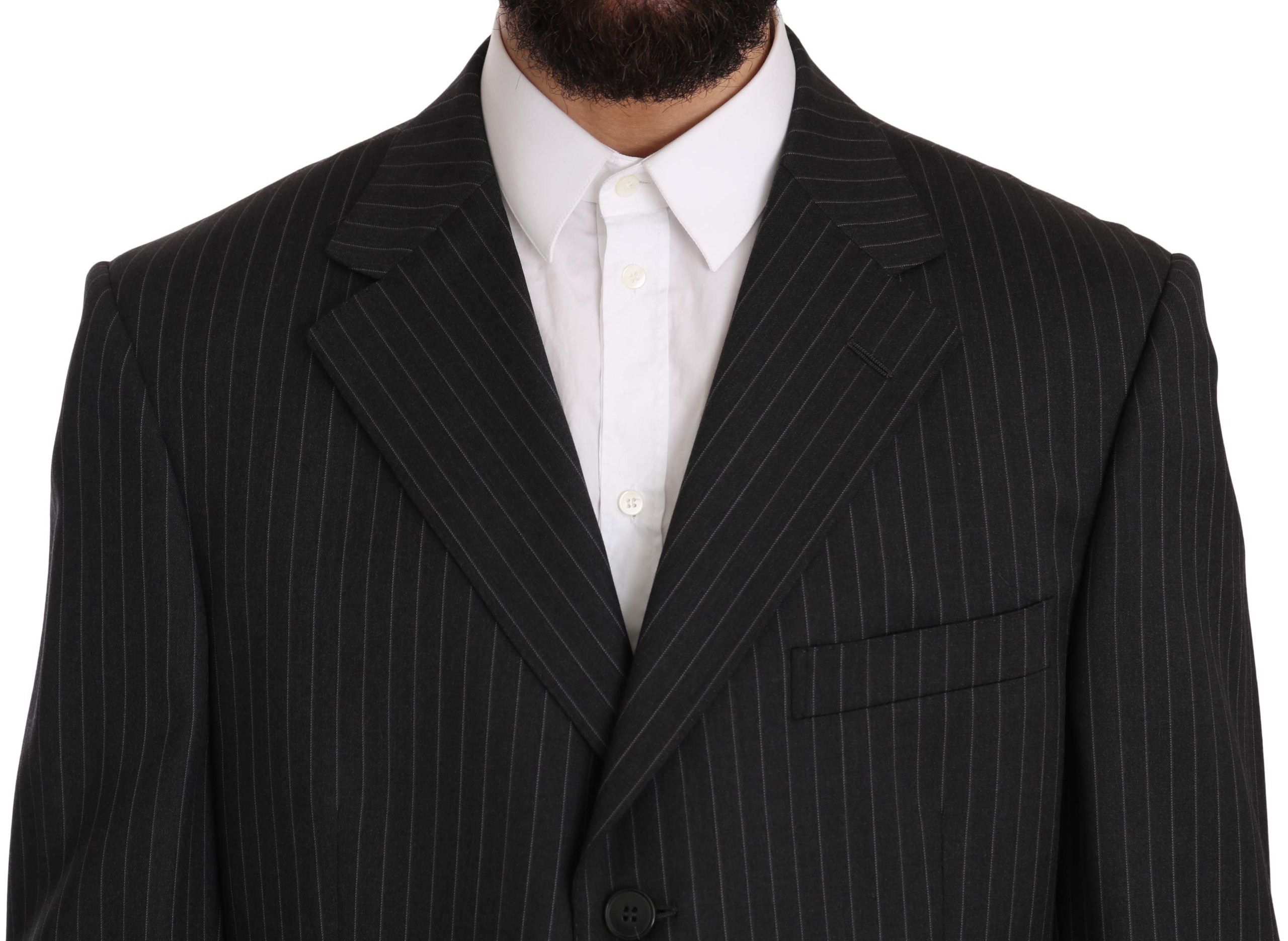 Z ZEGNA Elegant Black Striped Wool Suit