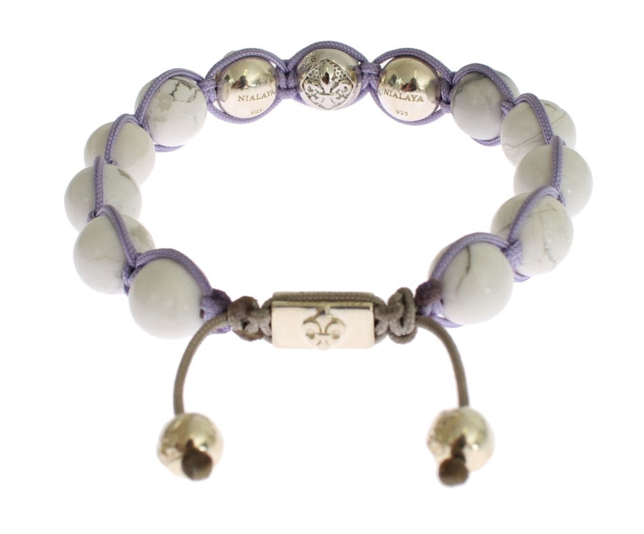 Μπρασελέ Nialaya Elegant Silver Purple CZ &amp; Howlite